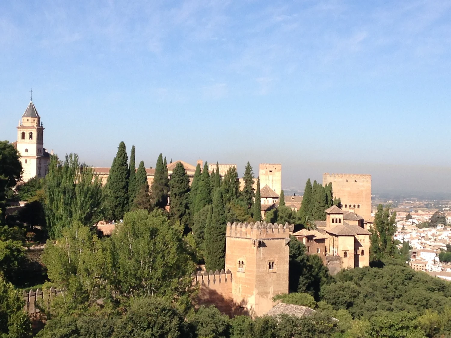 Views over the palace grounds and ramparts, Alhambra, Granada