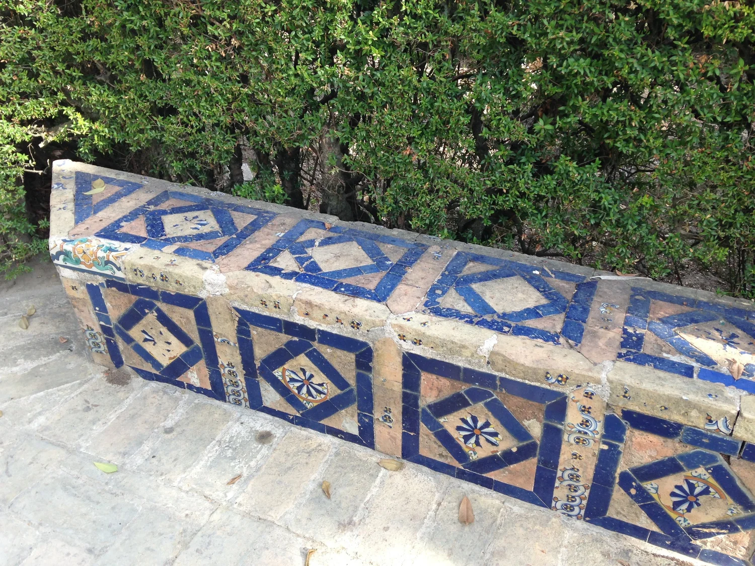 A bench with blue geometric designs, Royal Alcazar, Seville